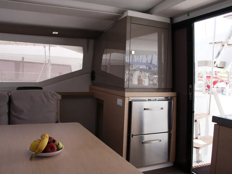 Galley of Sky Maria, a Fountaine Pajot Lucia 40 catamaran at Marmaris, Turkey