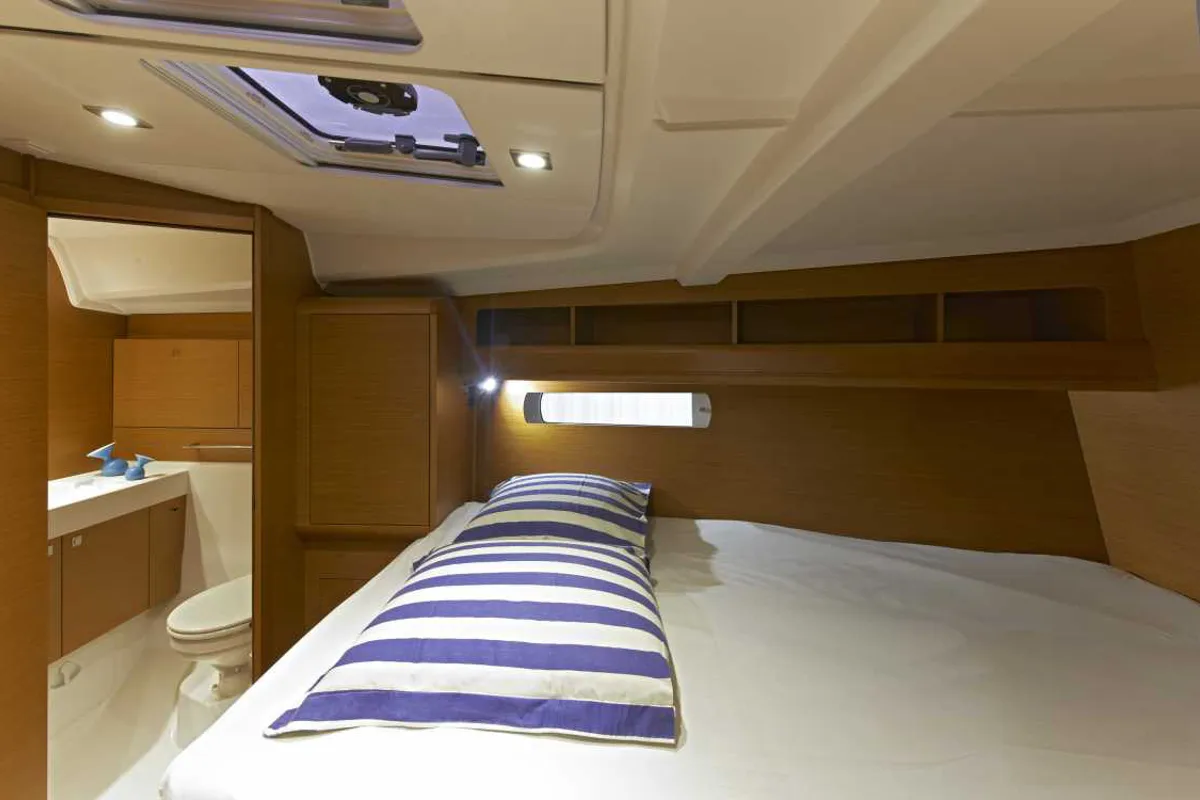 Cabin on YOLO, a Jeanneau Sun Odyssey 479 sailboat at Municipal Unit of Lefkada, Greece