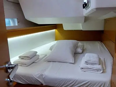 Cabin on YOLO, a Jeanneau Sun Odyssey 479 sailboat at Municipal Unit of Lefkada, Greece