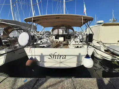 Cockpit of Shira, a Dufour 382 GL sailboat at Tonnarella, Italy