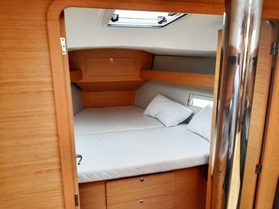 Cabin on Shira, a Dufour 382 GL sailboat at Tonnarella, Italy