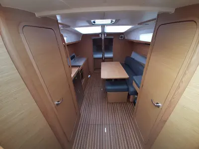 Salon of Shira, a Dufour 382 GL sailboat at Tonnarella, Italy
