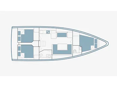 Floor plan of Lydia, a Bavaria C42 sailboat at Sikyona, Greece