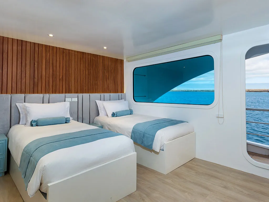 Cabin on Ocean Spray, a Gulet Power Catamaran catamaran at Parroquia Puerto Baquerizo Moreno, Ecuador