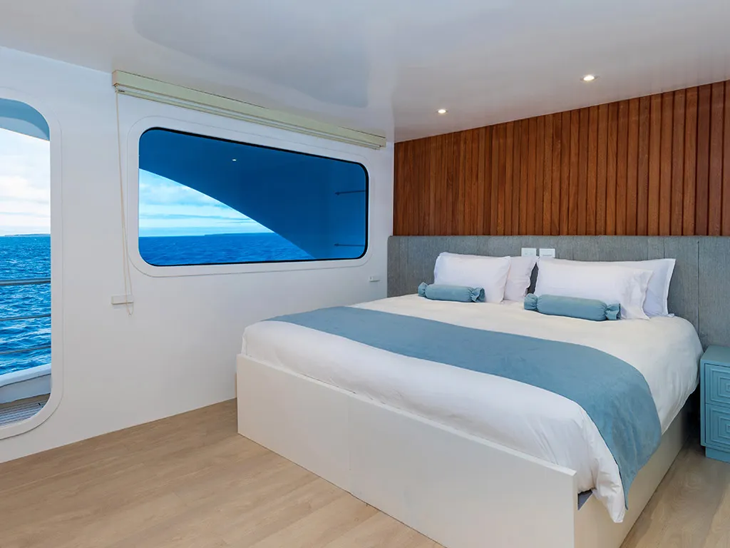 Cabin on Ocean Spray, a Gulet Power Catamaran catamaran at Parroquia Puerto Baquerizo Moreno, Ecuador