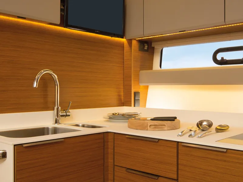 Galley of KAVALAN II, a Bavaria S40 Open motorboat at Grad Pula, Croatia