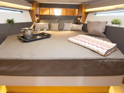 Cabin on KAVALAN II, a Bavaria S40 Open motorboat at Grad Pula, Croatia