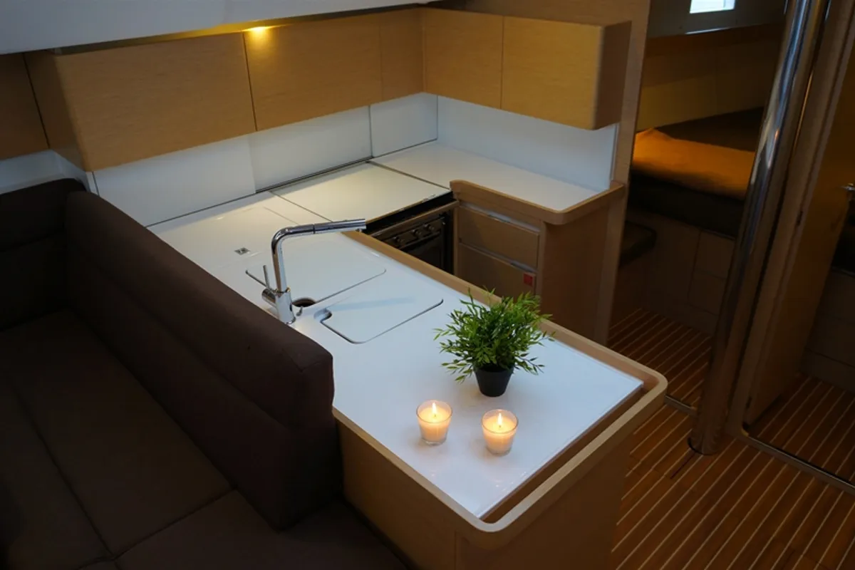 Galley of Dimitra, a Elan Impression 50 sailboat at Kontokali, Greece
