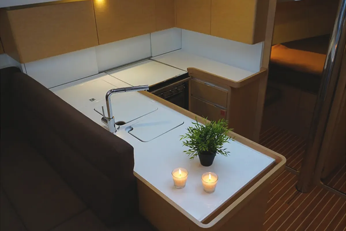 Galley of Dimitra, a Elan Impression 50 sailboat at Kontokali, Greece