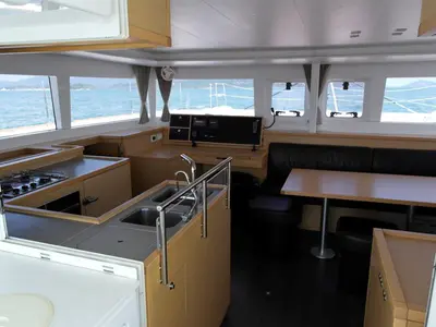 Galley of Shana, a Lagoon 450 F catamaran at Mai Khao, Thailand