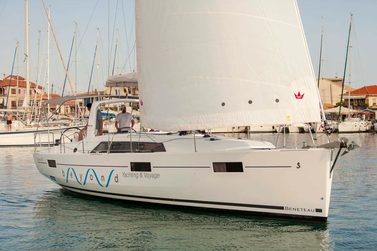 Exterior view of Foreigner, a Beneteau Oceanis 41.1 sailboat at Municipal Unit of Lefkada, Greece