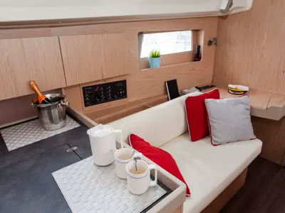 Salon of Foreigner, a Beneteau Oceanis 41.1 sailboat at Municipal Unit of Lefkada, Greece
