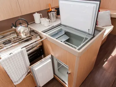 Galley of Foreigner, a Beneteau Oceanis 41.1 sailboat at Municipal Unit of Lefkada, Greece