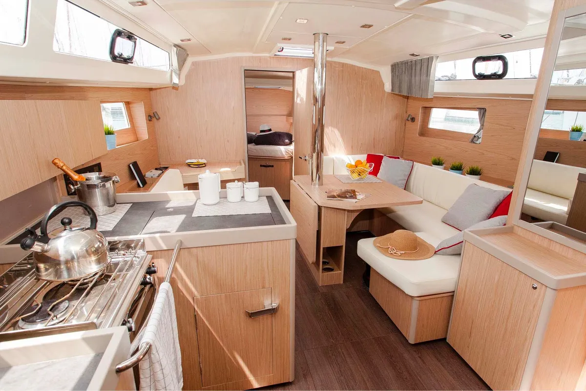 Salon of Foreigner, a Beneteau Oceanis 41.1 sailboat at Municipal Unit of Lefkada, Greece