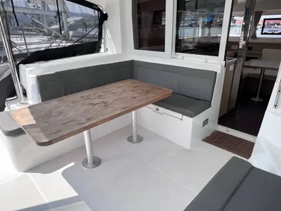 Deck of Nami Maru, a Lagoon 40 catamaran at Volos, Greece