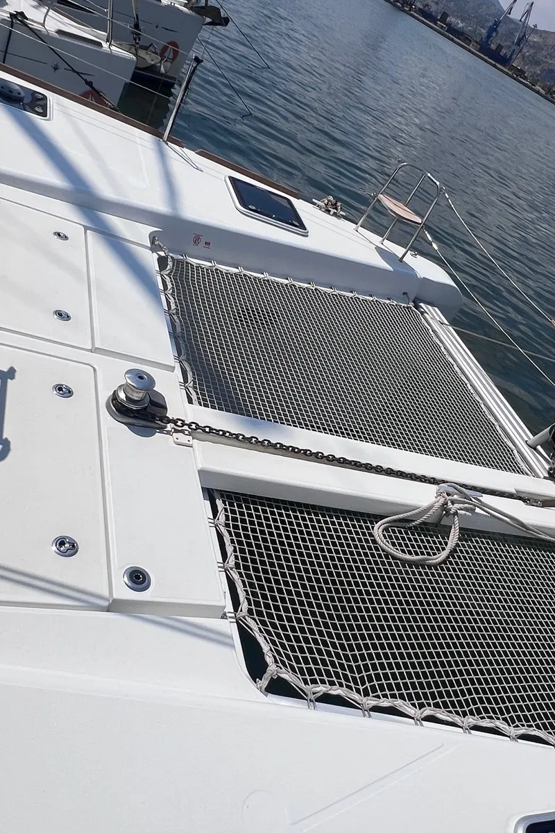 Deck of Nami Maru, a Lagoon 40 catamaran at Volos, Greece