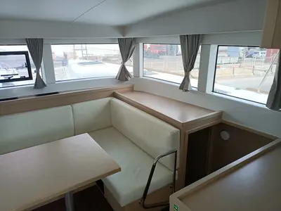 Salon of Nami Maru, a Lagoon 40 catamaran at Volos, Greece