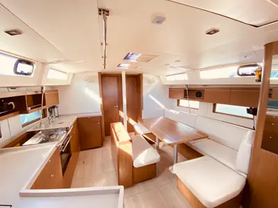Salon of Marbella, a Beneteau Oceanis 46.1 sailboat at Municipal Unit of Lefkada, Greece