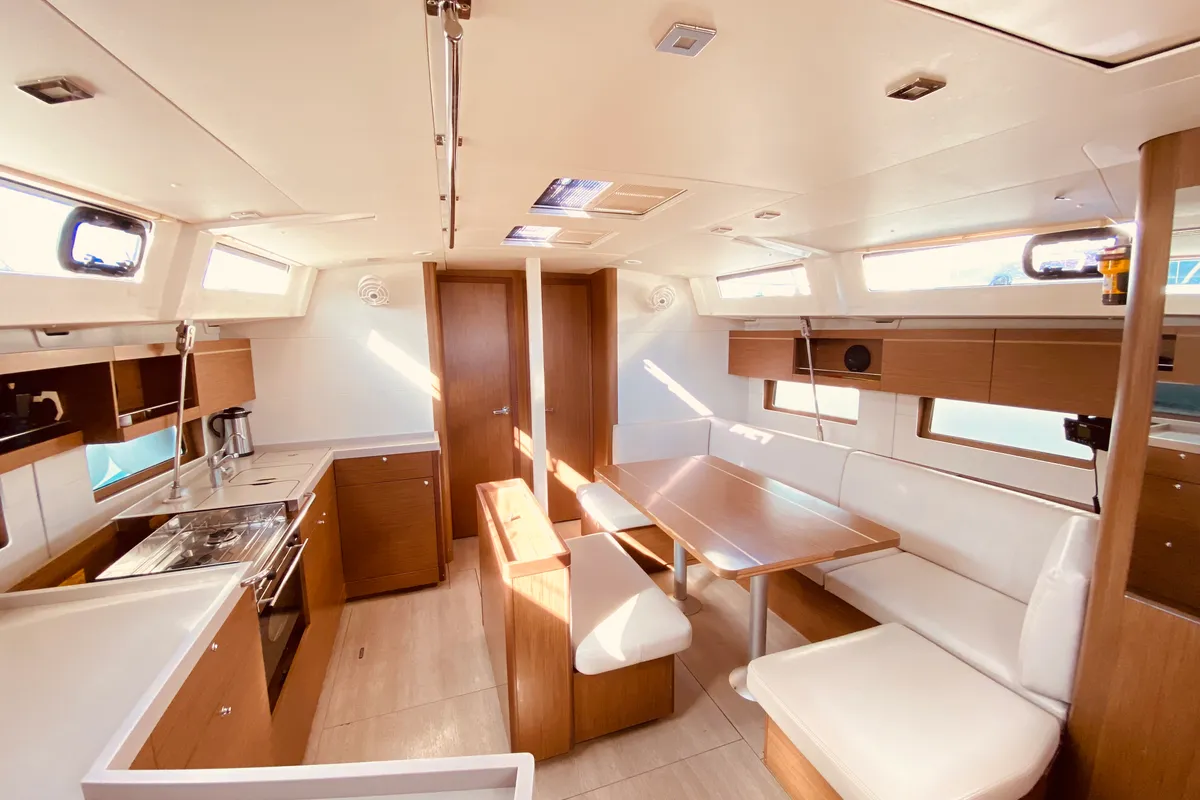 Salon of Marbella, a Beneteau Oceanis 46.1 sailboat at Municipal Unit of Lefkada, Greece