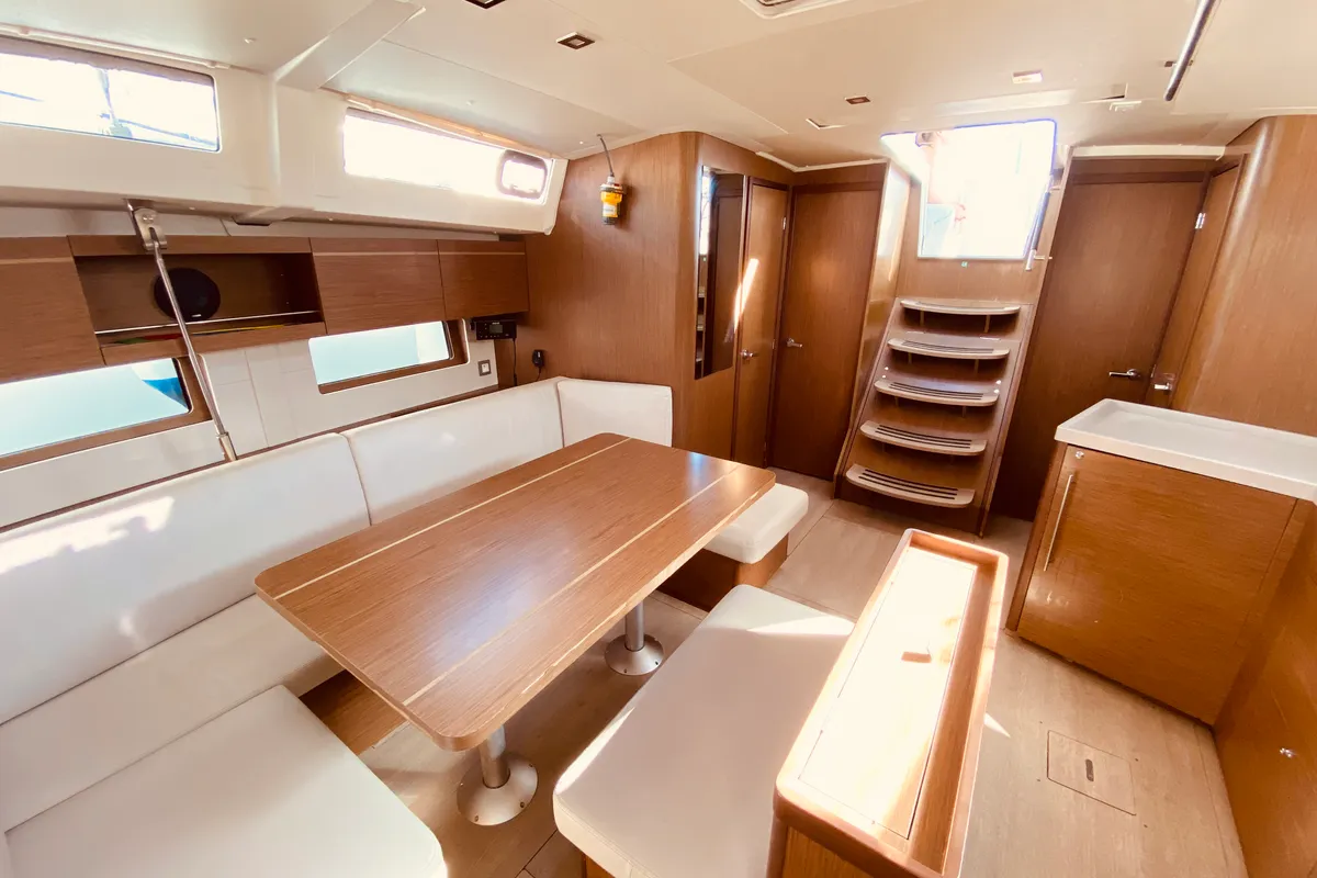 Salon of Marbella, a Beneteau Oceanis 46.1 sailboat at Municipal Unit of Lefkada, Greece