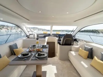 Salon of Leeloo, a Azimut 53 Fly motorboat at Grad Šibenik, Croatia