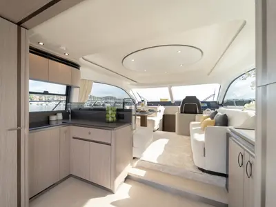 Galley of Leeloo, a Azimut 53 Fly motorboat at Grad Šibenik, Croatia