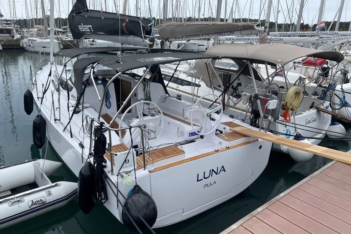 Exterior view of Luna, a Elan E4 sailboat at Grad Pula, Croatia