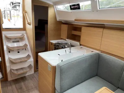 Galley of Luna, a Elan E4 sailboat at Grad Pula, Croatia