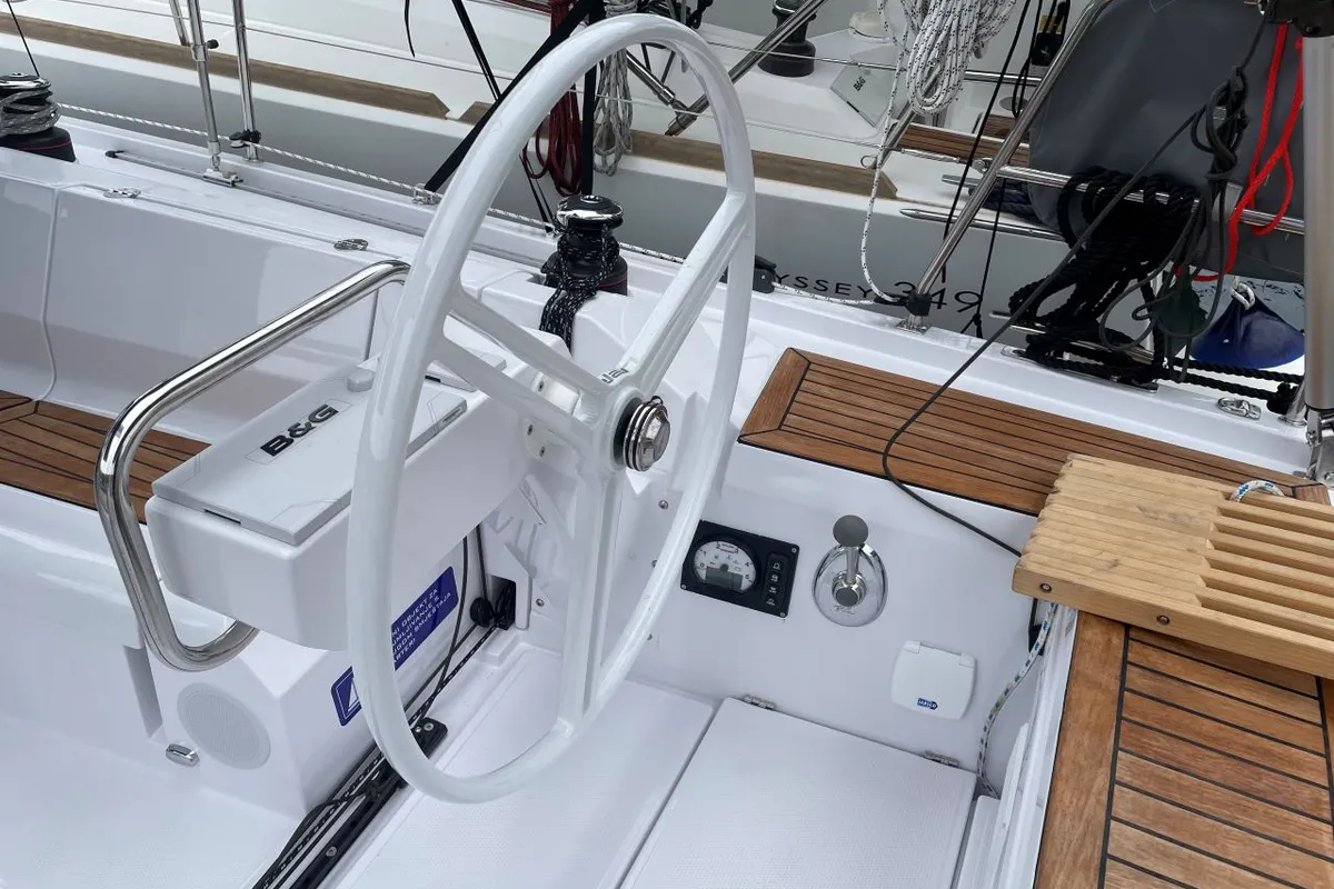 Cockpit of Luna, a Elan E4 sailboat at Grad Pula, Croatia