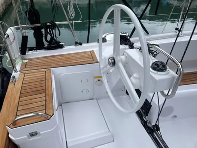 Cockpit of Luna, a Elan E4 sailboat at Grad Pula, Croatia