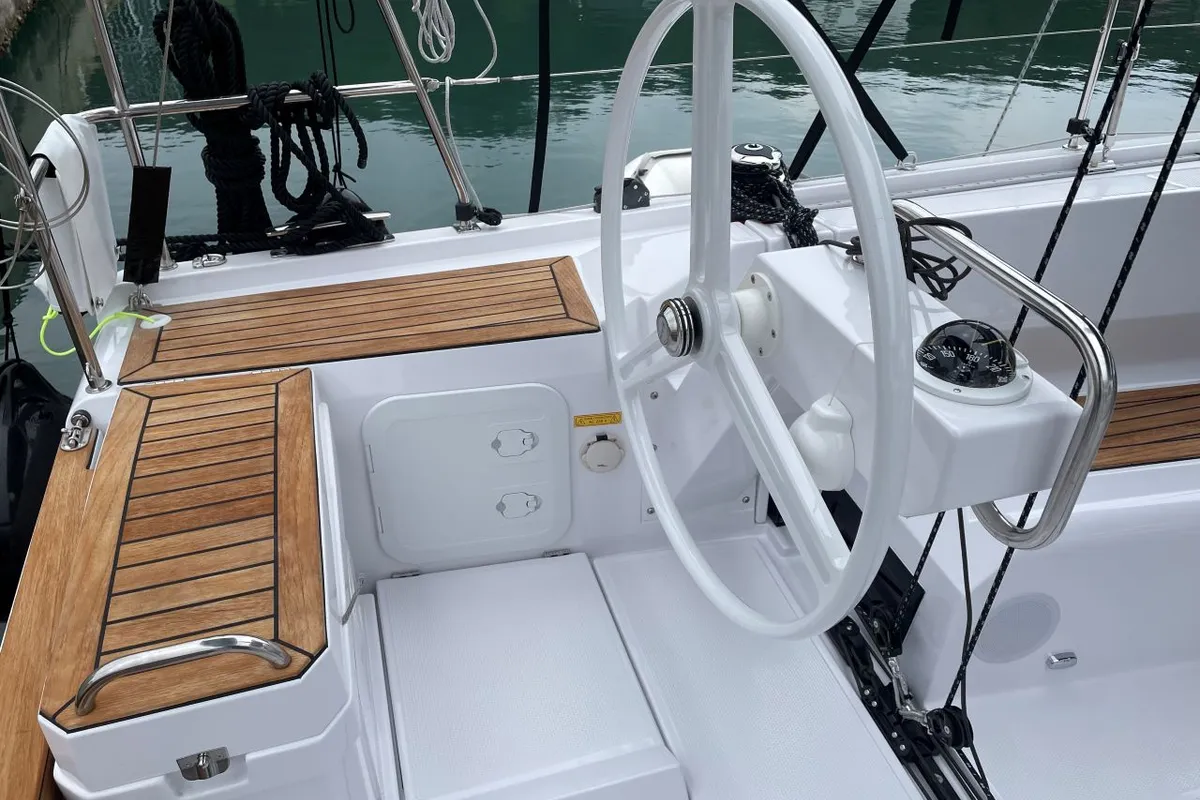 Cockpit of Luna, a Elan E4 sailboat at Grad Pula, Croatia