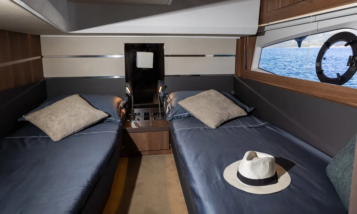 Cabin on Lomar, a Sealine F430 motor yacht at Dubrovnik, Croatia