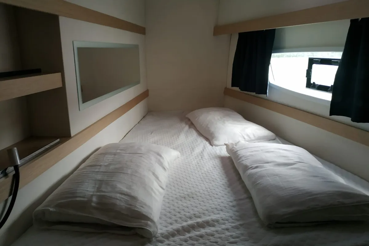 Cabin on Margarita, a Fountaine Pajot Lucia 40 catamaran at Procida, Italy