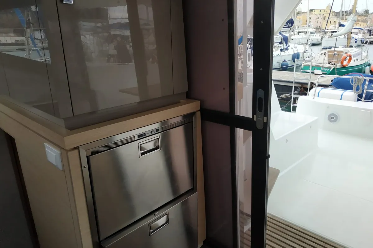 Galley of Margarita, a Fountaine Pajot Lucia 40 catamaran at Procida, Italy