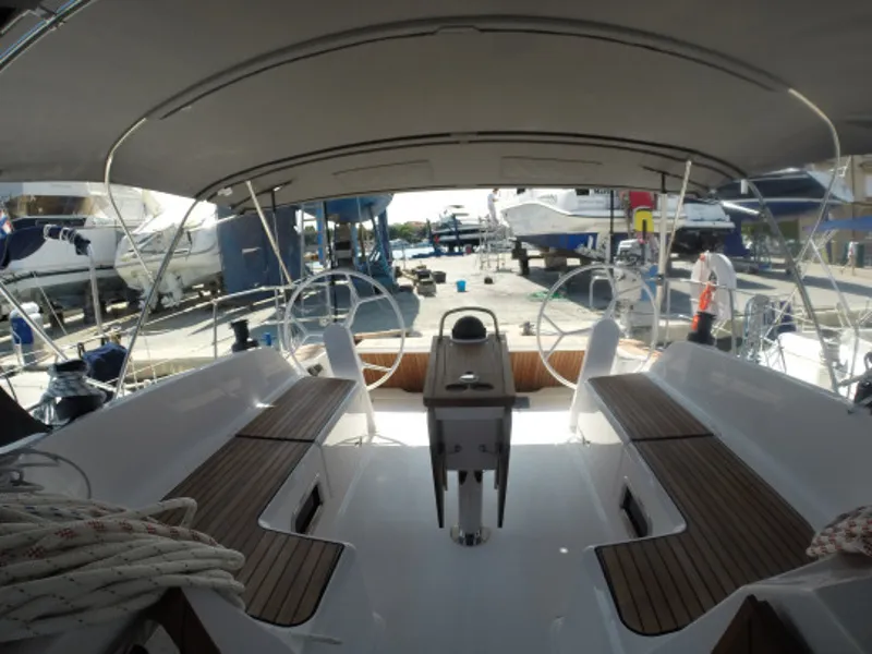 Cockpit of Dafne, a Bavaria Cruiser 46 sailboat at Zadar, Croatia