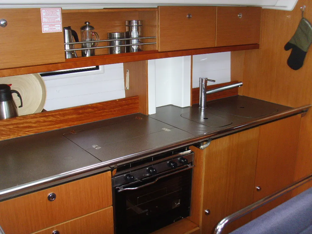 Galley of Patroklos, a Bavaria Cruiser 45 sailboat at Municipal Unit of Lefkada, Greece