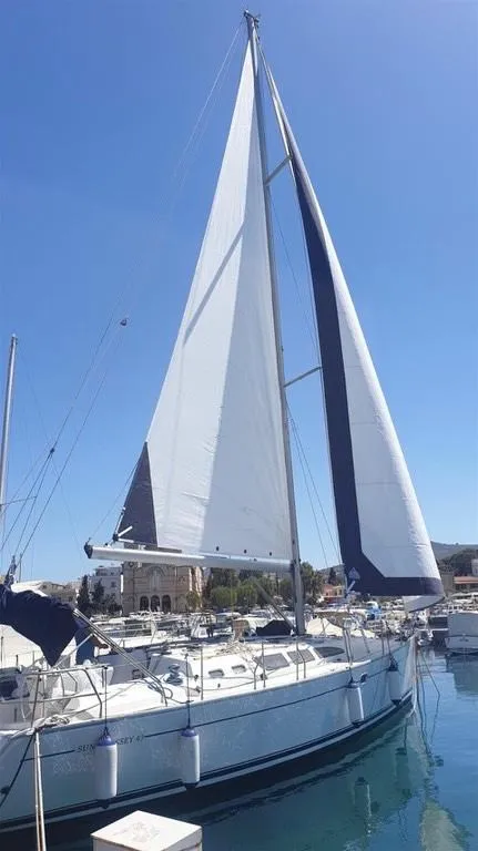 Irene, a Jeanneau Sun Odyssey 43 sailboat at Sithonia Municipal Unit, Greece