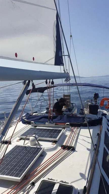 Irene, a Jeanneau Sun Odyssey 43 sailboat at Sithonia Municipal Unit, Greece
