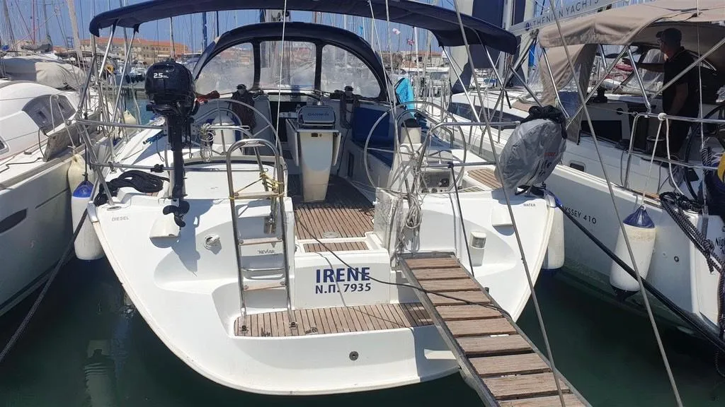 Irene, a Jeanneau Sun Odyssey 43 sailboat at Sithonia Municipal Unit, Greece