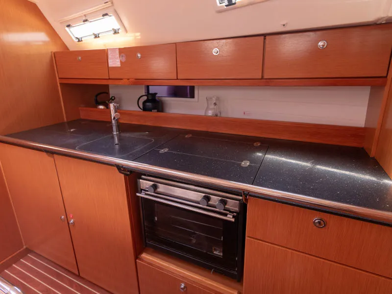 Galley of Ginevra, a Bavaria 40 Cruiser sailboat at Palermo, Italy