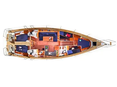 Floor plan of Arctic Breeze, a Bavaria 51 Cruiser sailboat at Tromsø, Norway