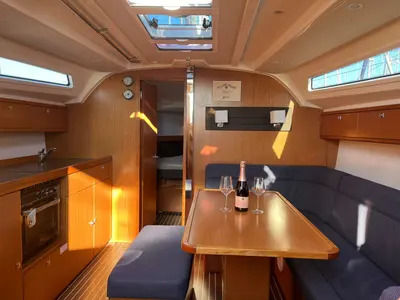 Salon of Sapphire, a Bavaria Cruiser 41 sailboat at Sukošan, Croatia