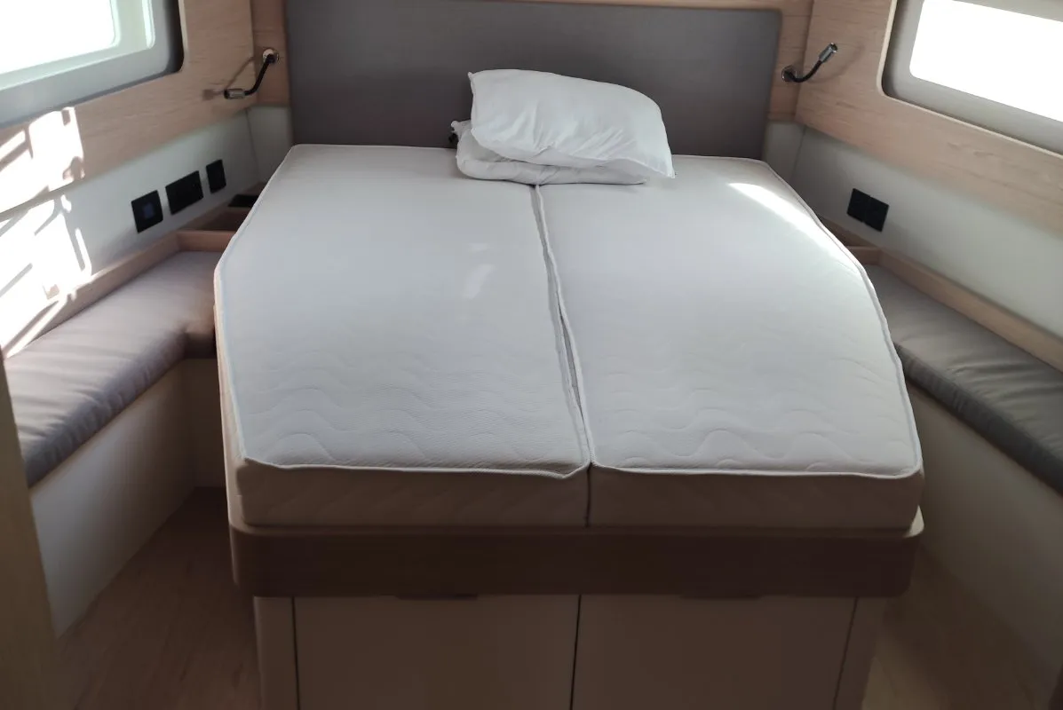 Cabin on Extra mile, a Beneteau First 53 sailboat at Lavrion, Greece