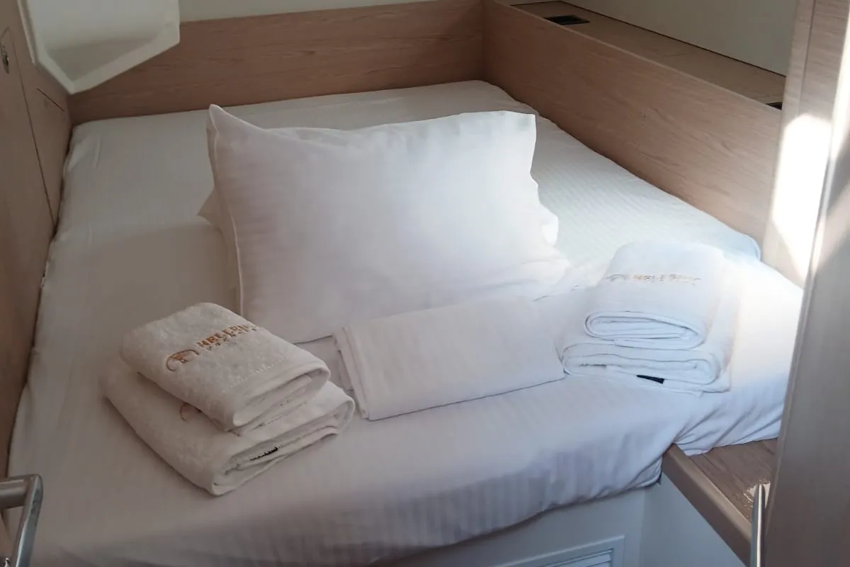 Cabin on Extra mile, a Beneteau First 53 sailboat at Lavrion, Greece
