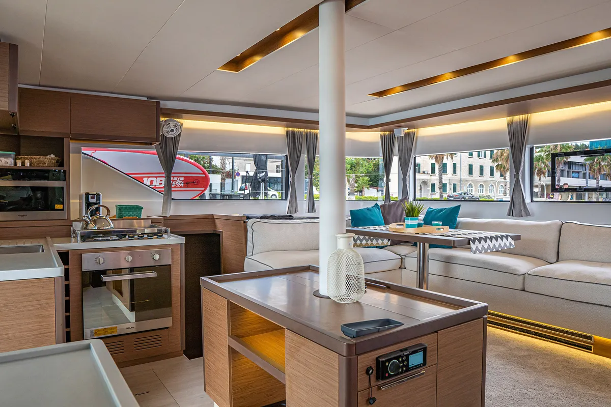 Galley of Princess Kiss, a Lagoon 50 catamaran at Grad Kaštela, Croatia