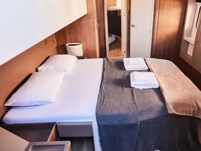 Cabin on Taurus, a Bali 4.8 catamaran at Marmaris, Turkey