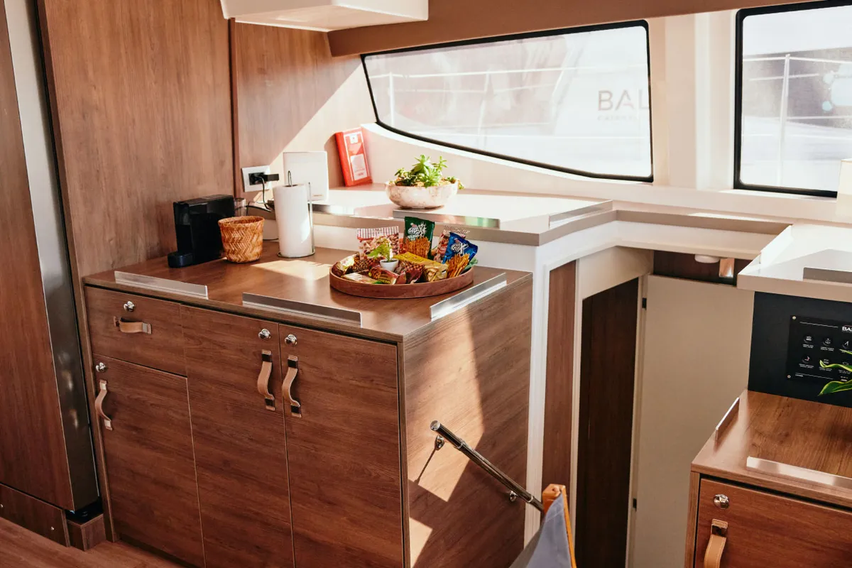 Galley of Taurus, a Bali 4.8 catamaran at Marmaris, Turkey
