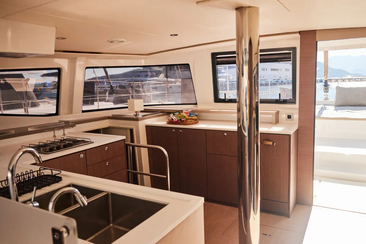 Galley of Taurus, a Bali 4.8 catamaran at Marmaris, Turkey