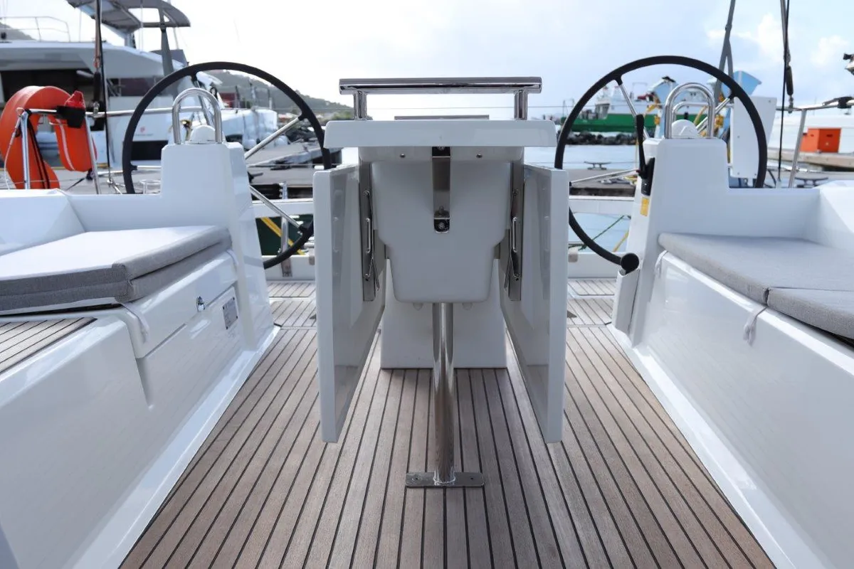 Deck of Arun, a Beneteau Oceanis 38.1 sailboat at Road Town, British Virgin Islands