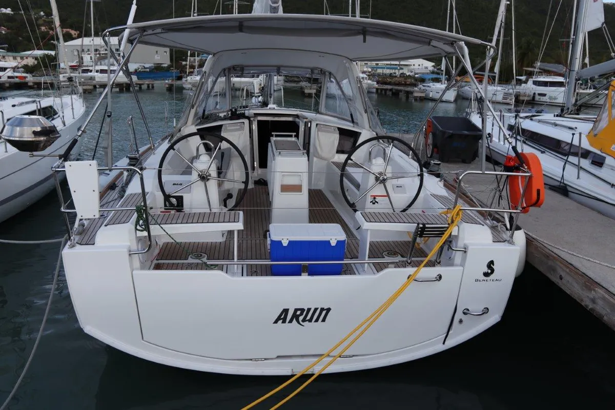 Exterior view of Arun, a Beneteau Oceanis 38.1 sailboat at Road Town, British Virgin Islands